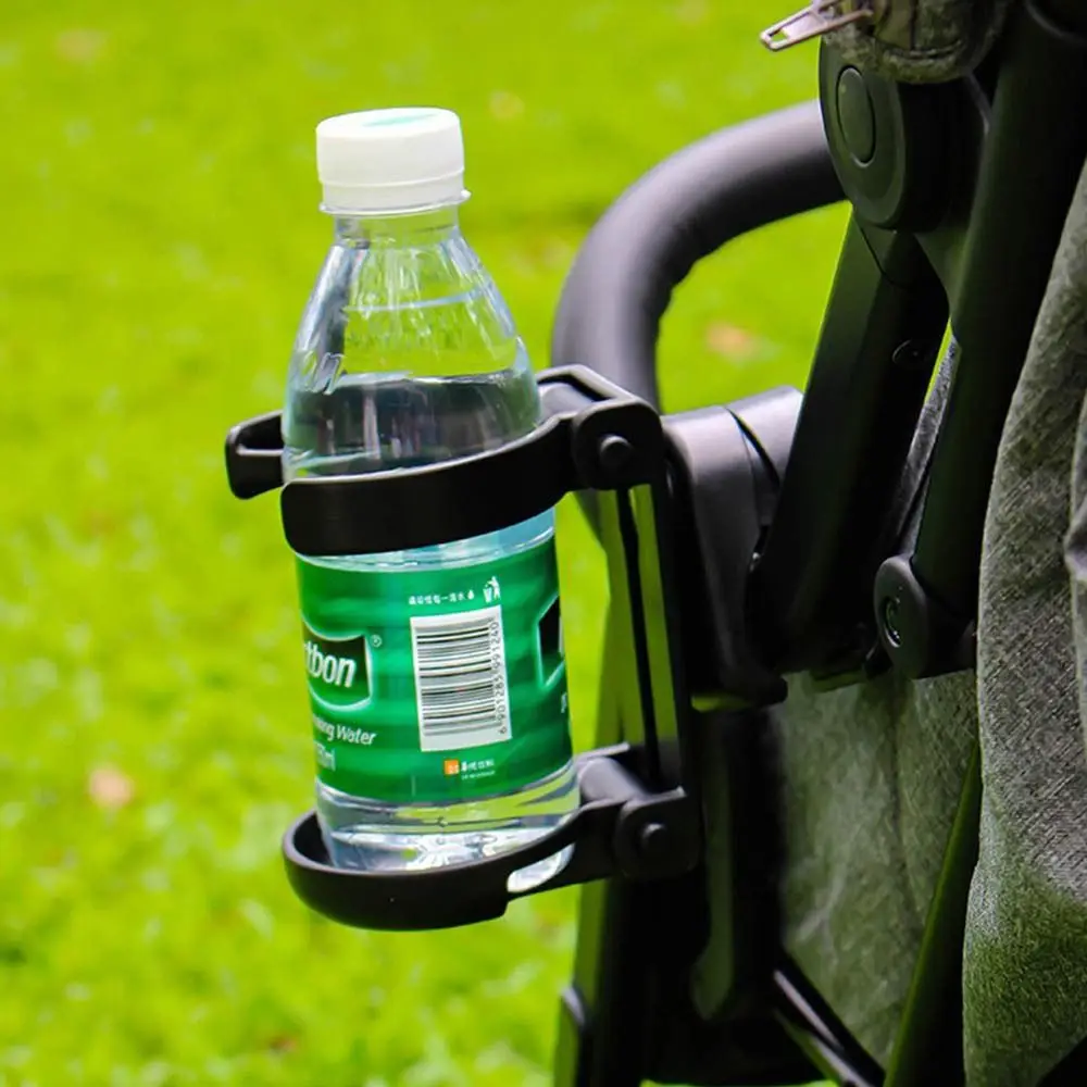 Portavasos plegable para cochecito de bebé, portabotellas giratorio negro para cochecito, ajuste seguro, portavasos para bicicleta para niños, bebidas