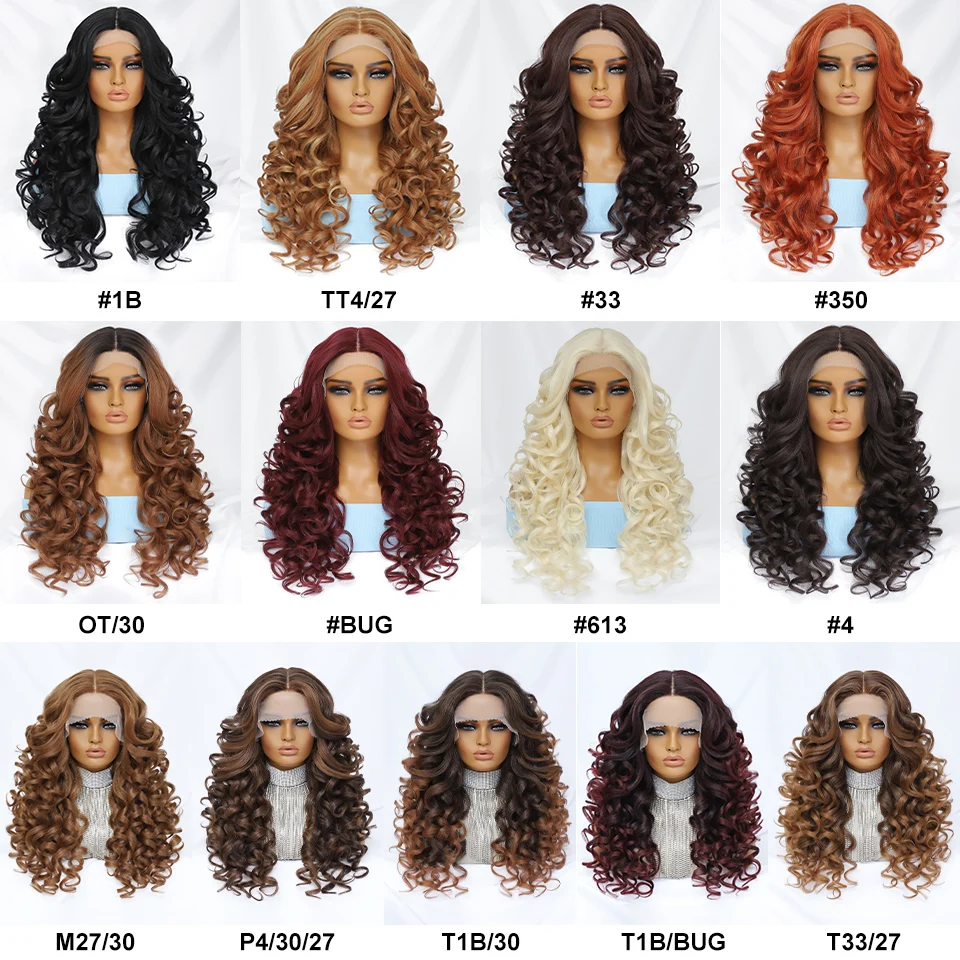 Synthetic Curly Wig Lace Front Wigs Wigs 24 Inch Blonde Orange Female Lace Wig For Women Heat Resistant 13X4X1 Hair Wig