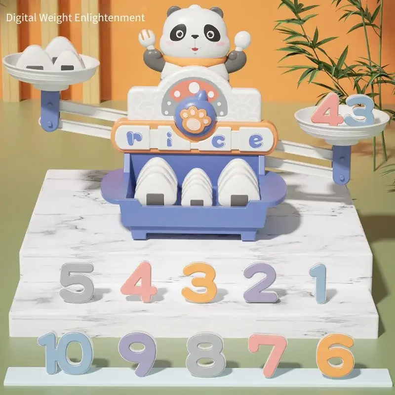 Giocattolo per bilancia digitale Panda per bambini Puzzle interattivo genitore-figlio di 6 anni Giocattolo per l'apprendimento della matematica della scuola materna di classe media