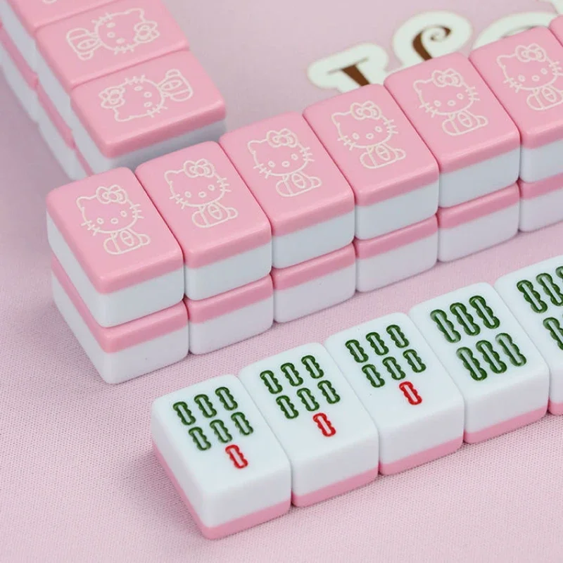 Kawaii Sanrio Mini Mahjong Hello Kitty Mahjong Friends Party Travel Portable University Dormitory Game Girls Birthday Gift