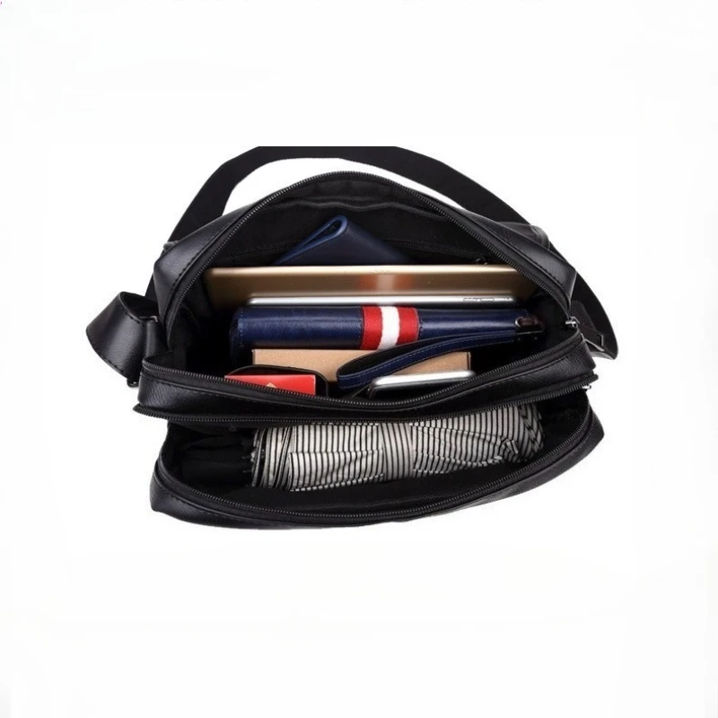 Luxury Brand Men Shoulder Bags for IPAD Leather Business Handbag Large Side Sling Men Crossbody Messenger Bag