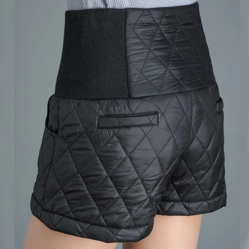 النساء الشتاء الحرارية مبطن السراويل القطن أسفل ريشة صوف مبطن عالية الخصر واسعة الساق قيعان الحرارية الدافئة ملابس خارجية غير رسمية #5