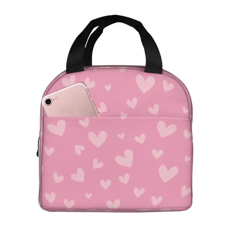 Custom Hearts Cutie Pie Pattern Lunch Box for Women Cooler Thermal Food Insulated Lunch Bag School Children Picnic Tote Bags