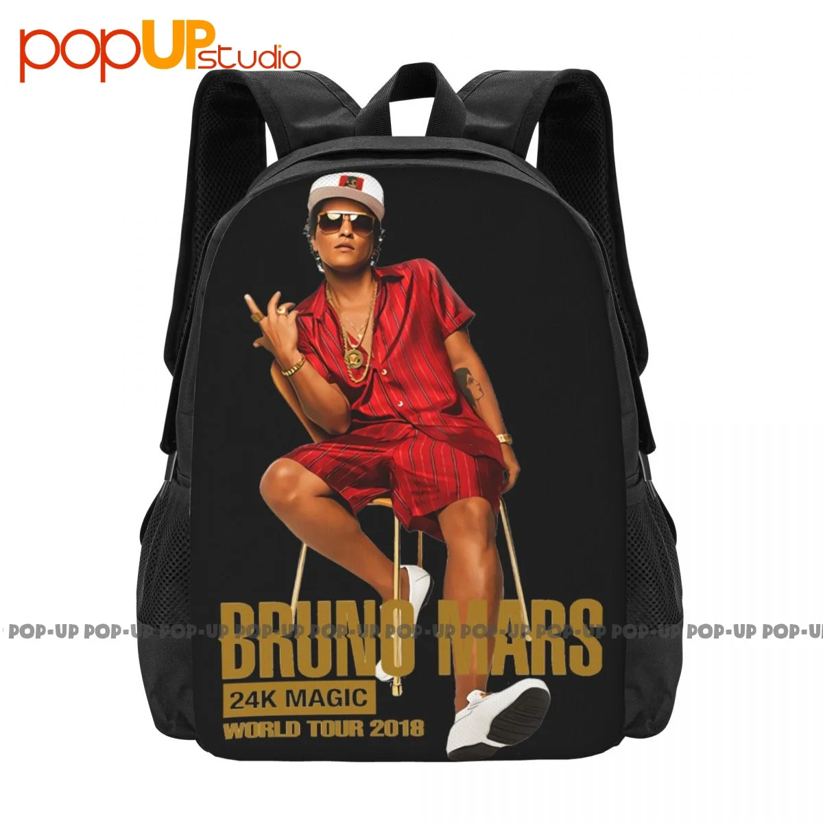 8769-Bruno Mars 24K Magic World Tour 2018 Backpack Large Capacity Vintage Schoolbag Shopping Bag Outdoor Running