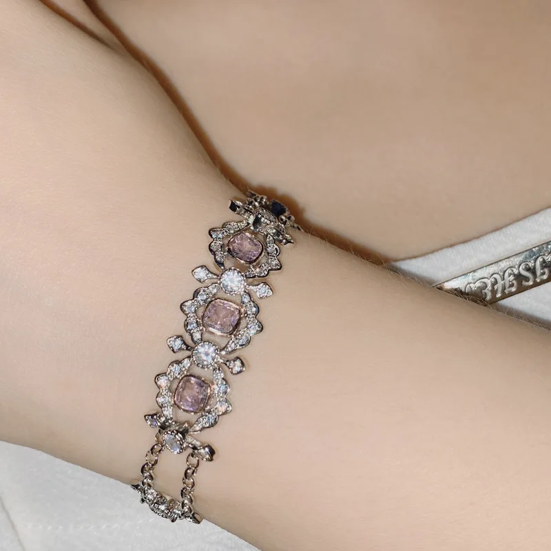 MDLFES Moissan Diamond Style Confession Asche Rose Pink Bracelet Designer caicai 18K Storm 3a Zirconium Plated Bracelet