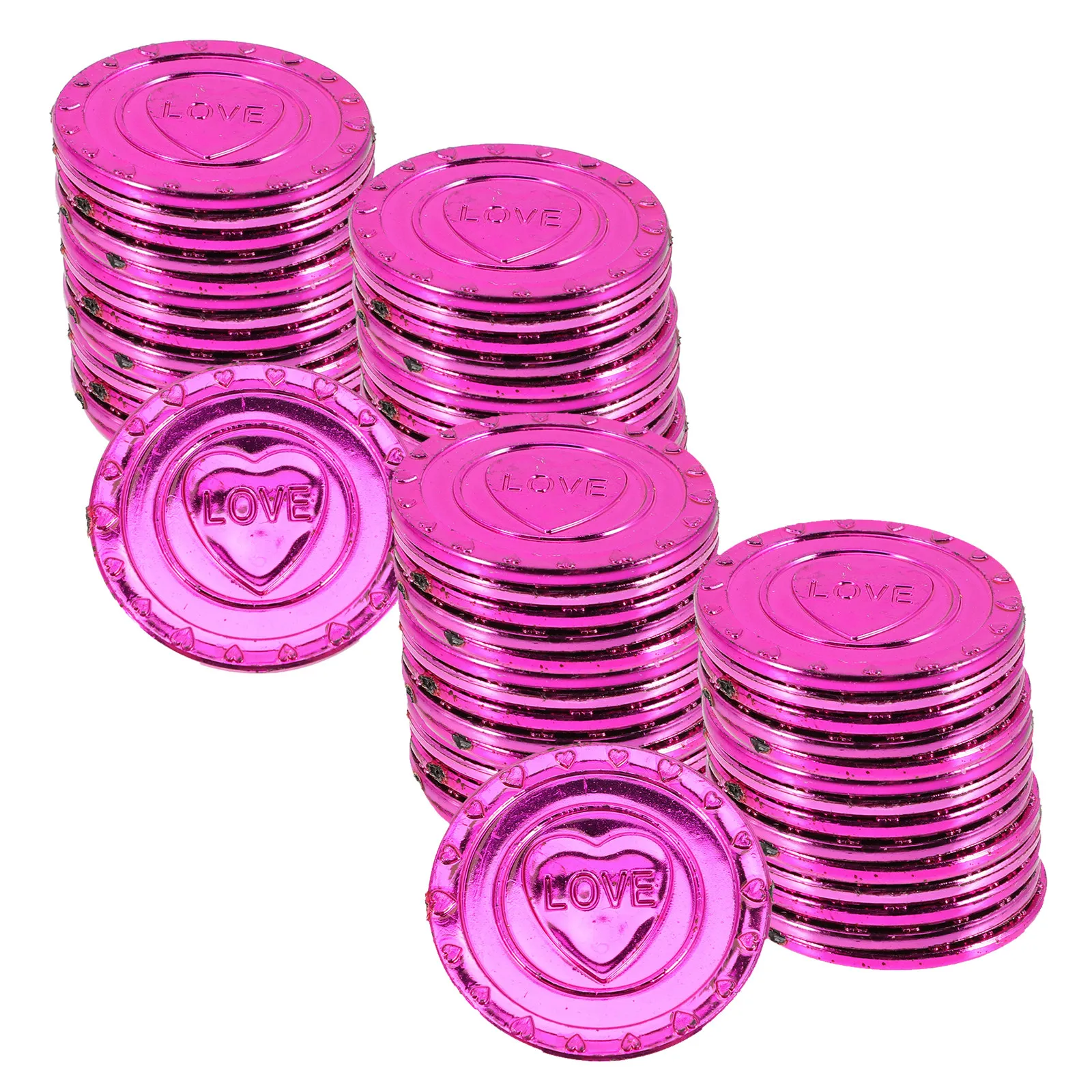 

100 пластиковых монет в форме сердца для декора ко Дню святого Валентина, украшения для вечеринок, призы для детей, наполнители для сундуков с сокровищами, пиратские сувениры