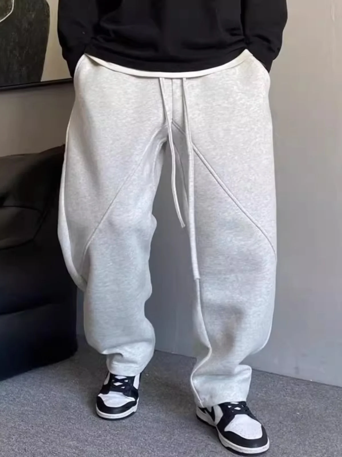 

Теплые мужские спортивные брюки свободного кроя с флисовой подкладкой, утолщенные, прямые, больших размеров, в готическом стиле, зимние