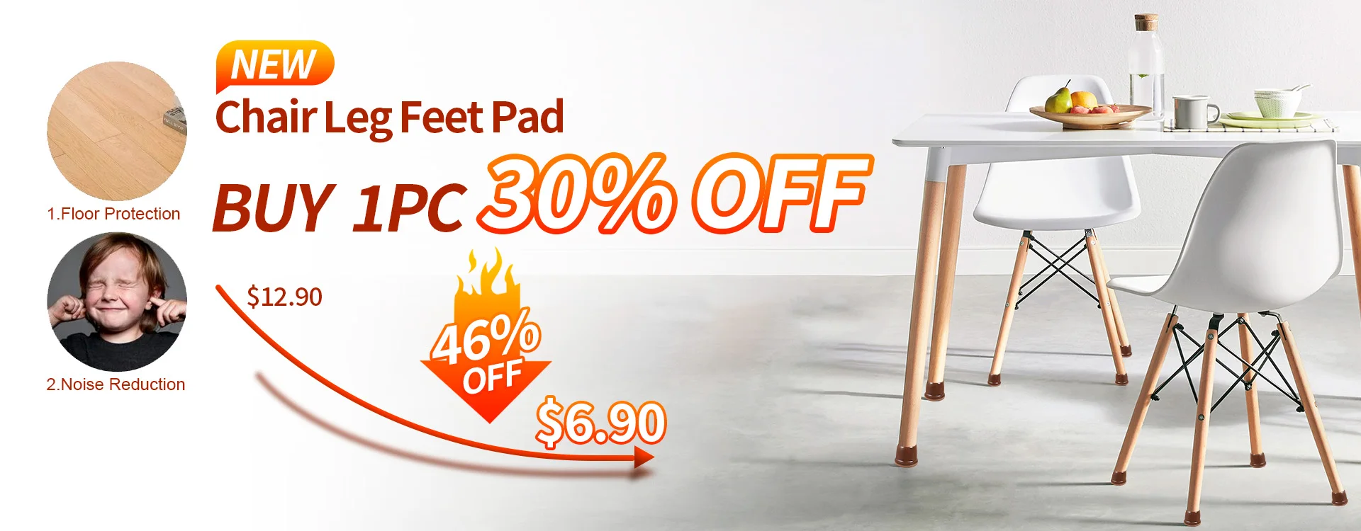 32PCS Table Chair Leg Floor Caps Cover Protectors Non Slip Square TPR Furniture Glides Feet Felt Pads Hardwood Floors Protector