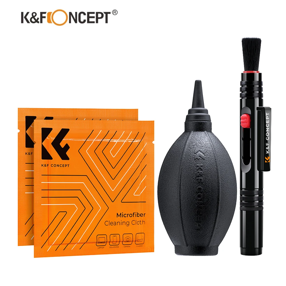 K&F Concept 4 In 1 Camera Cleaning Kits Air Blower Cleaning Pen And Cleaning Cloth*2 for Camera Lenses/Filters/Optics Equipment