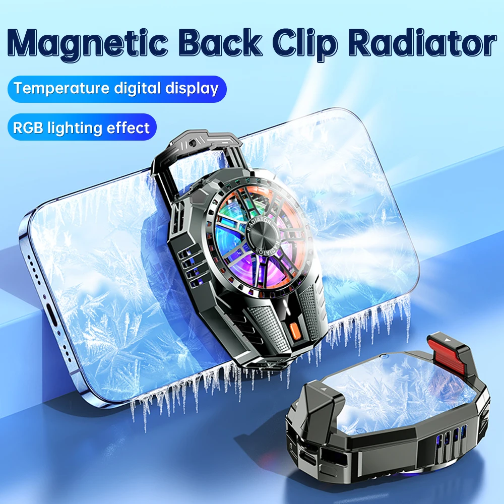 X119RGB Universal Mini Mobile Phone Cooling Fan Radiator Turbo Hurricane Game Cooler Cell Phone Cool Heat Sink