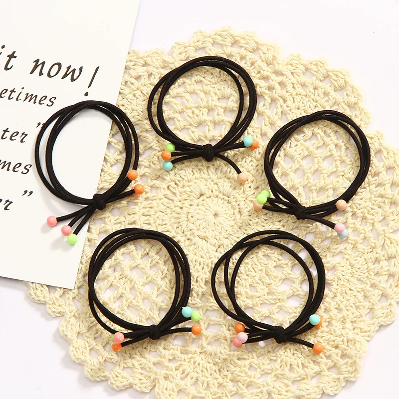 

5pcs/high Elastic Colored Beans Knotted Rubber Band For Women With Small Braids And Ponytails And Hair Ropes For Women