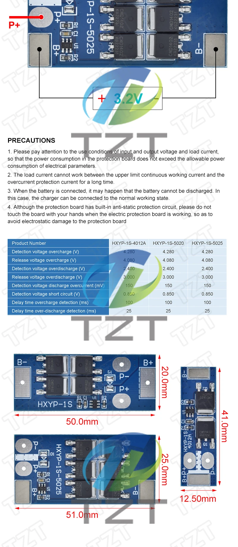 TZT 1/3PCS BMS 1S 12A 16A 24A 3,2V LiFePO4 / 3,7VLithium Batterie Schutz Bord 18650 4,2V Lade Spannung/Kurzschluss – Detail 8