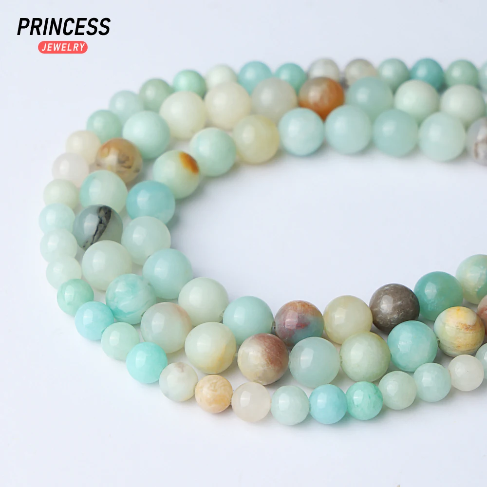 A ++ manik-manik batu longgar Amazonite warna-warni alami untuk membuat perhiasan gelang pesona aksesori DIY 15 "inci 4 6 8 10mm