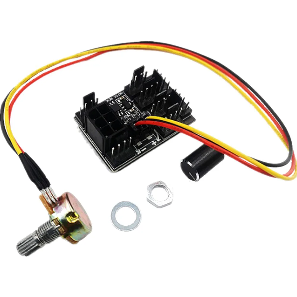 

High Power Chassis Fan PWM HUB Speed Controller 1 to 8 Adapter 3PIN/4PIN Desktop Computer Cool Fan Splitter with Rotary Switch