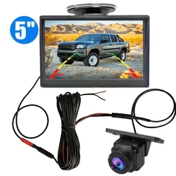 Backup Camera For Car HD 5 Inch Monitor Rear View Mirror Camera System Easy Installation Real Night Vision For Truck Minivan SUV