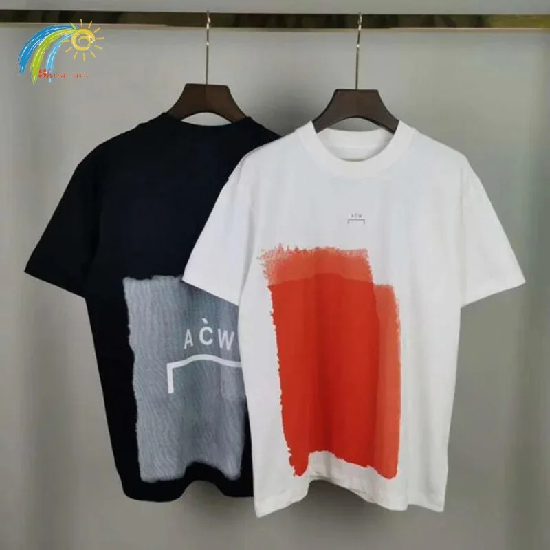 

High Street Color Block Paint Graffiti T-Shirt Men Women 1:1 Tags Industrial Style Top Tee ACW T Shirt