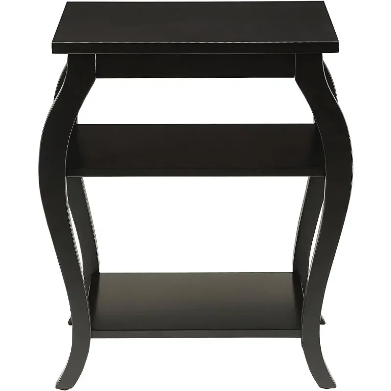 Penjual Terlaris. Meja Ujung Atas Kayu Persegi dengan 2 Rak Warna Hitam.BARU