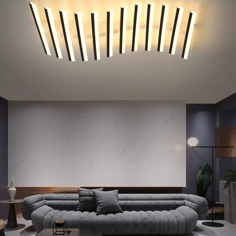 Modern Minimalist Nordic Style Living Room Creative Square Lines Dining Room Bedroom New Note LED Ceiling Lighting