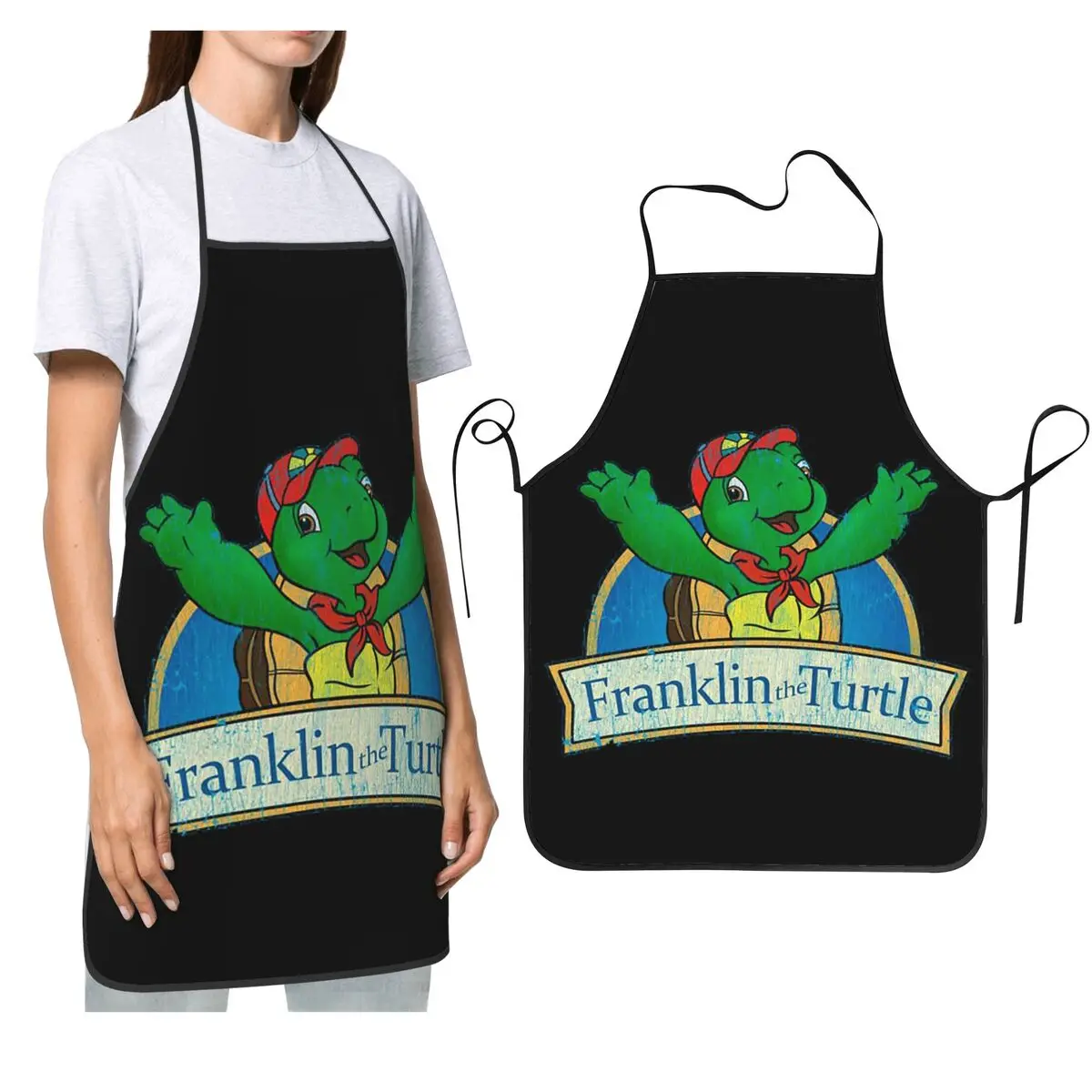 مريلة كلاسيكية من فرانكلين The Turtle مريلة للطبخ والخبز ومريلة مقاومة للماء لتنظيف المطبخ للنساء والرجال