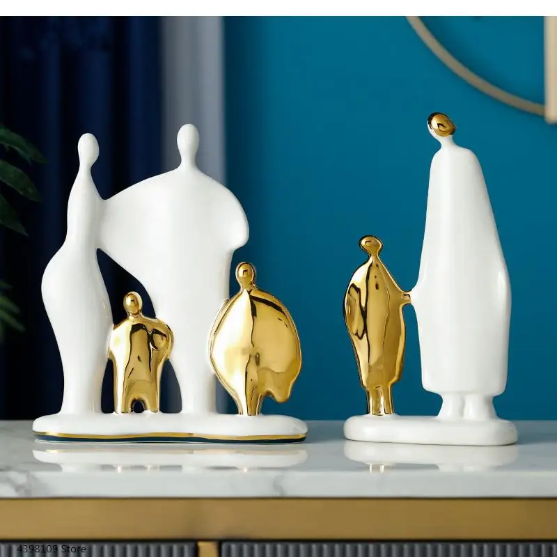 

Современные роскошные керамические фигурки-Декорации для родителей и детей, оригинальные минималистичные Абстрактные Художественные изделия, домашние украшения для гостиной