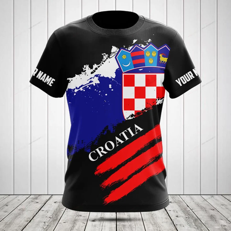 Customized Summer Casual Croatia Flag Graphic T-shirts Crewneck Men's Fashion E-Sports Jersey Oversized Short Sleeve Pullover