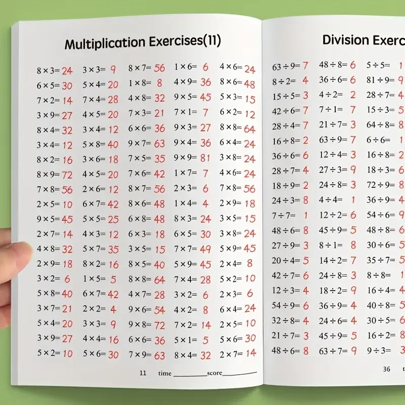48 PagesMultiplication Division 99 Times Exercise Book Training in MathematicsCalculation Book for Children Aged 3-8