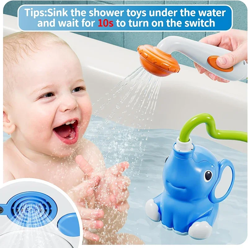 Baby Bath Shower Head Toys for Kids Ages 2-4, Bath Toys for Infants with Elephant Water Pump for Kids 3-5 Baby Toddler Toys