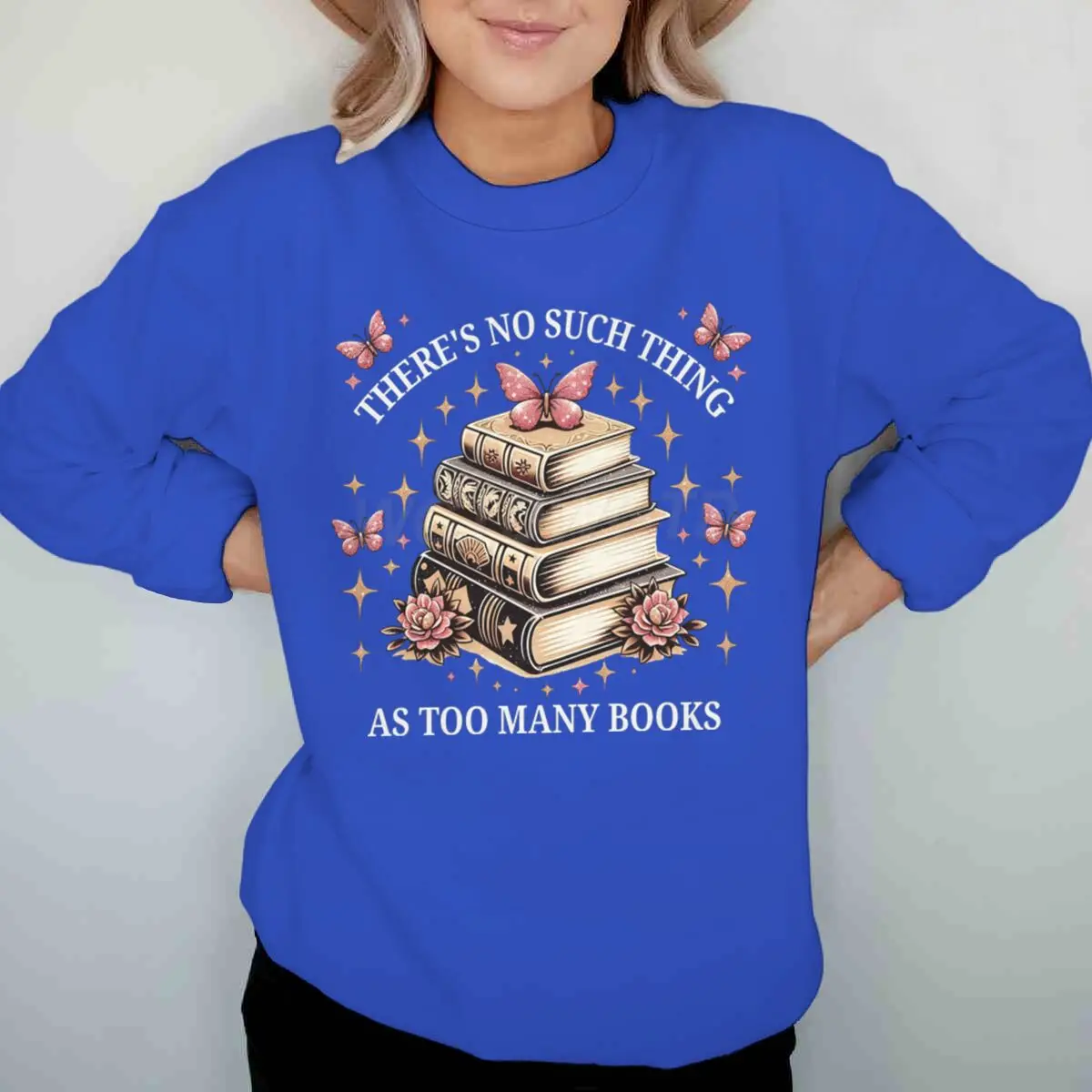 Glitter borboleta design floral moletom feminino gráfico não há uma coisa tão de muitos livros pulôver amante do livro camisola