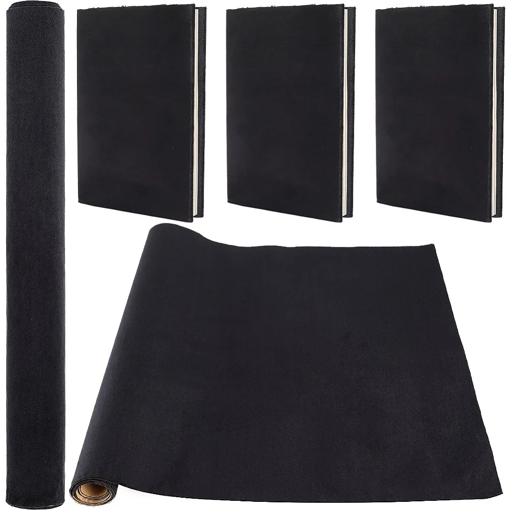 

1.1M Self Adhesive Velvet Book Covers Notebook Wraps Black 37x0.06cm