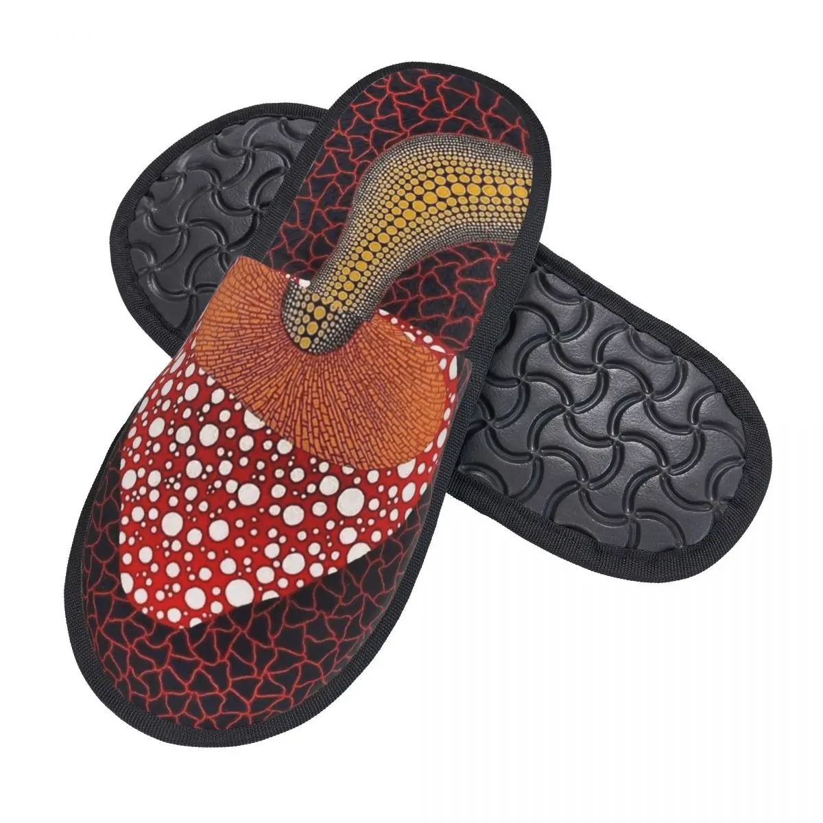 شبشب منزل يايوي كوساما للنساء من إسفنج الذاكرة الناعم على شكل فطر فن البوب سهل الارتداء على أحذية شبشب الفندق