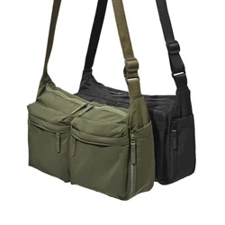 New Men's Retro Style Crossbody Bag with Multiple Pockets Lightweight Shoulder Ba Large Capacity Nylon Lightweight Messenger Bag