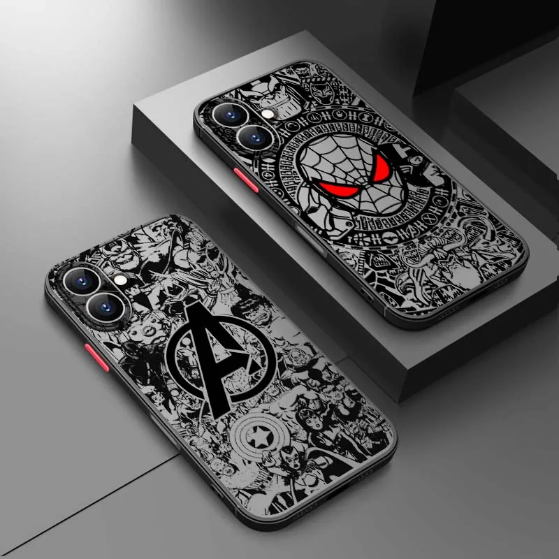 

Marvel Spider Man logo Phone Case For Apple iPhone 17 16 15 14 13 12 11 Air Pro Max Plus Mini Frosted Translucent