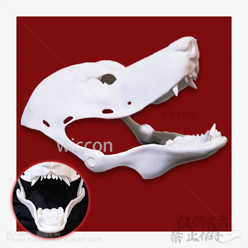 Anime berbulu Cosplay anjing Kigurumi Base Beast Skull Mask 3d Printing untuk Halloween Natal pesta Furrysuit Wanita Pria disesuaikan