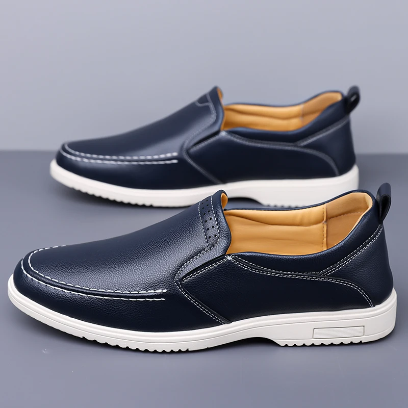 Men's High Quality Genuine Leather Loafers Handmade Men Shoes Moccasins Walking Men Flats Casual Male Work Shoes Homme Zapatos