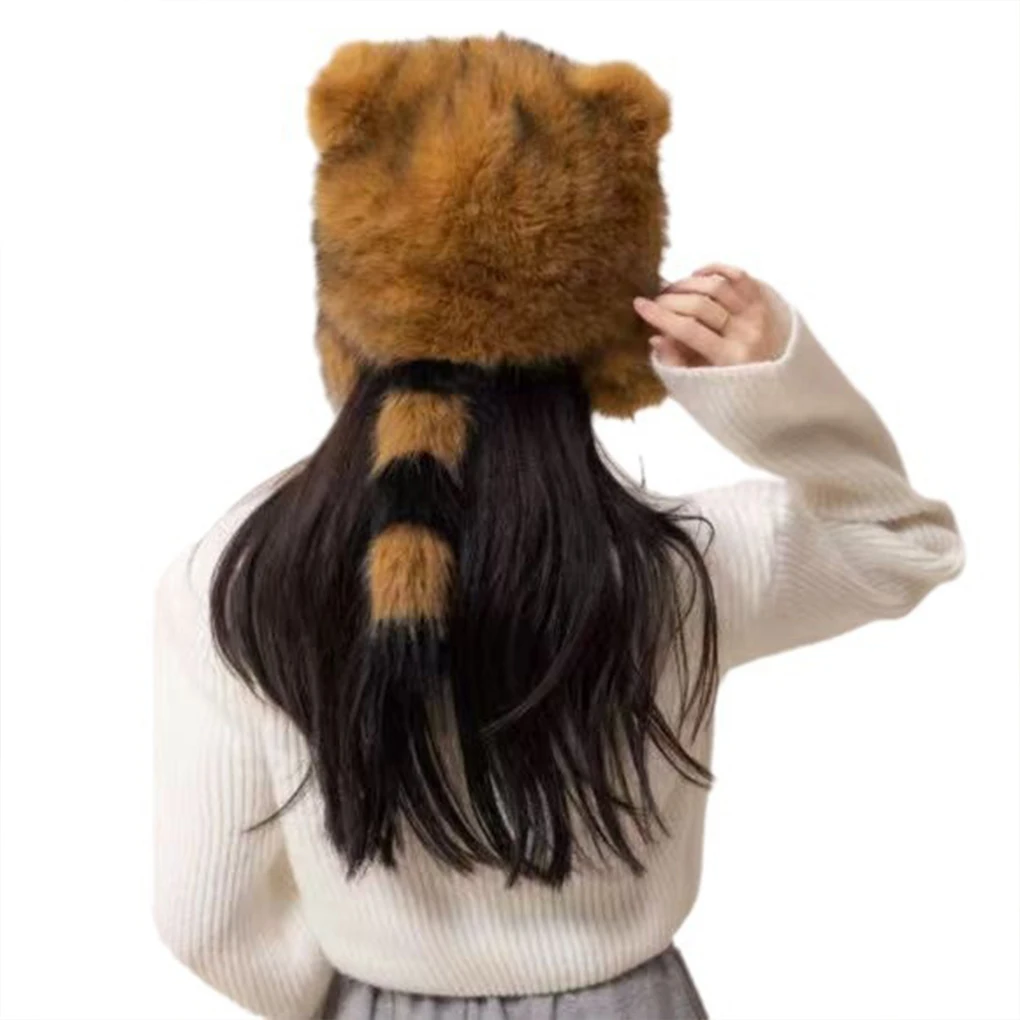 Classic Faux Fur Aviator Hat Fashion Brown Earflap Hat Thick Cold Protection Fluffy Women’s Trapper Hat for Daily Use image 6