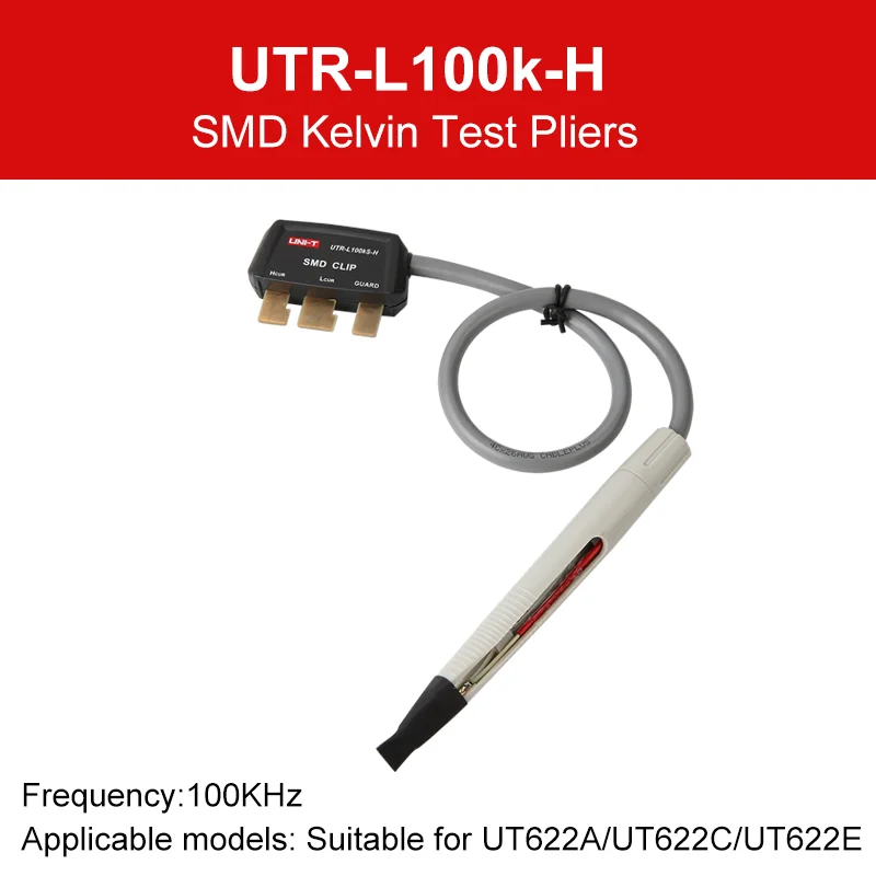 UNI-T UTR-L100KS-H SMD Kelvin-testkabels Probes Clip UTR-L100k-H Kelvin-testlijn met vier aansluitingen voor UT622A UT622C UT622E