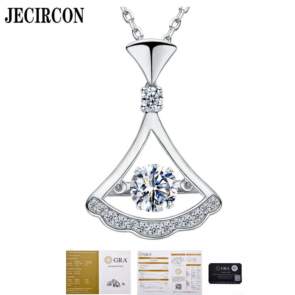 

JECIRCON Super Shiny Moissanite Skirt Necklace Sterling Silver S925 Light Luxury Versatile Smart Dance Skirt Pendant for Women