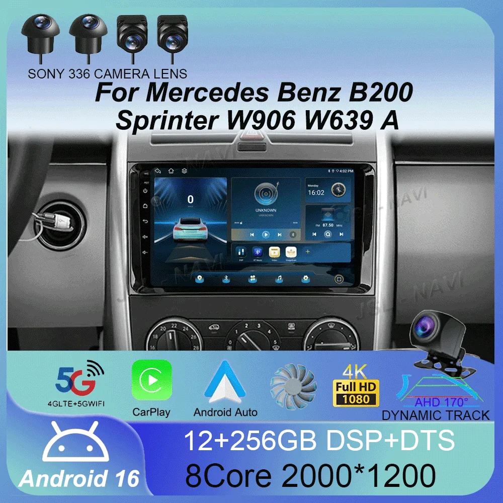 

Android 16 For Mercedes Benz B200 Sprinter W906 W639 A B Class W169 W245 Viano Vito Car Radio Carplay Auto Stereo