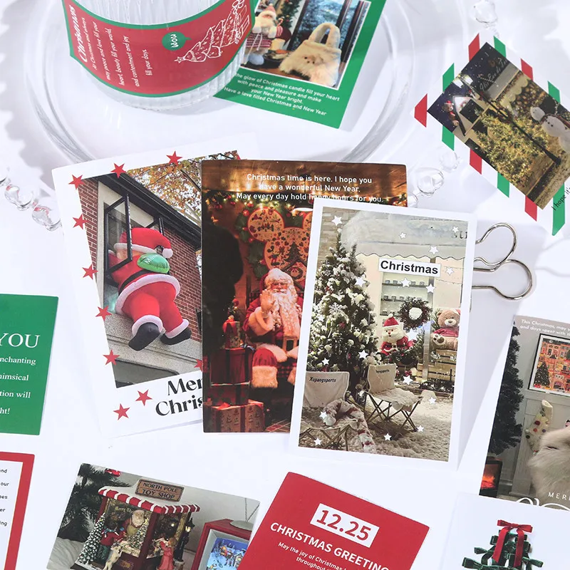 48 قطعة من ملصقات الكتابة على الجدران الرائعة ذات الرسوم المتحركة اللطيفة بأربعة موضوع كبير لتزيين عطلة عيد الميلاد لليد الدراجة