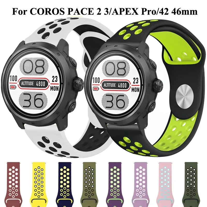 코로스 페이스 3 2 스포츠 시계용 20MM 22MM 실리콘 스트랩, 코로스 에이펙스 2 프로 에이펙스 46mm 42mm 교체용 다채로운 팔찌