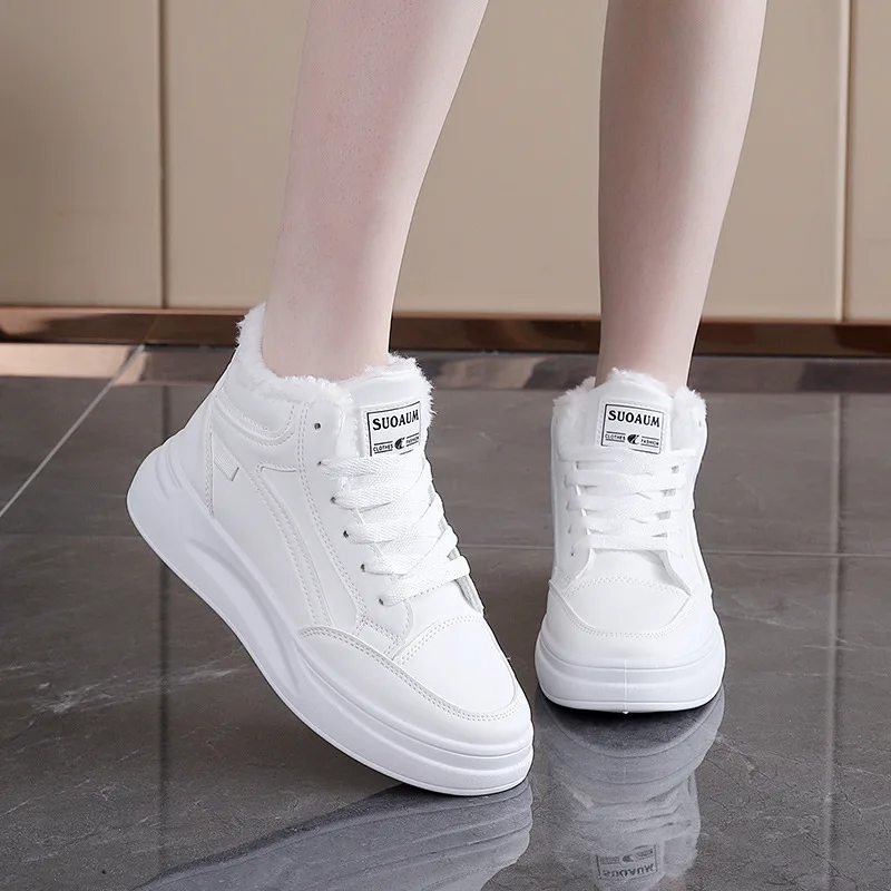 

Women's Winter Fashion Thick-Soled Versatile Sporty Casual Sneakers White Shoes 2025 Trendy Comfortable Footwear
