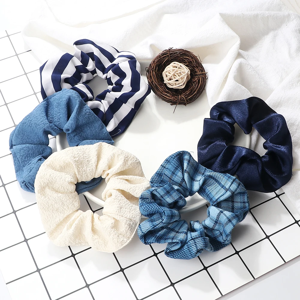 3Pcs/Set Knitted Hair Scrunchie Headband for Women Printing Large Velvet Elastic Hair Bands Ring Girls Hair Accessories Headwear