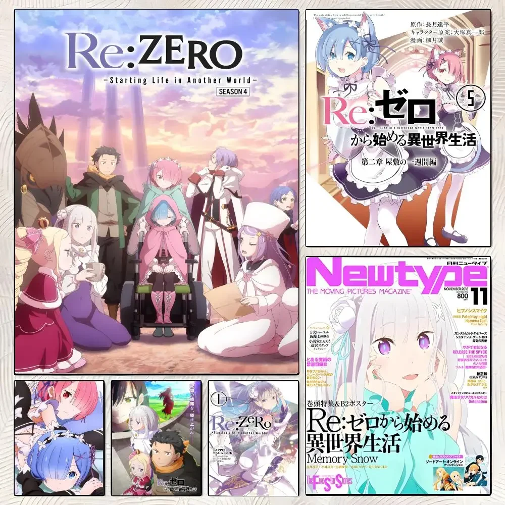 Póster R-ReZERO, pegatinas de póster de alta definición, adecuadas para dormitorio, sala de estar, decoración del hogar