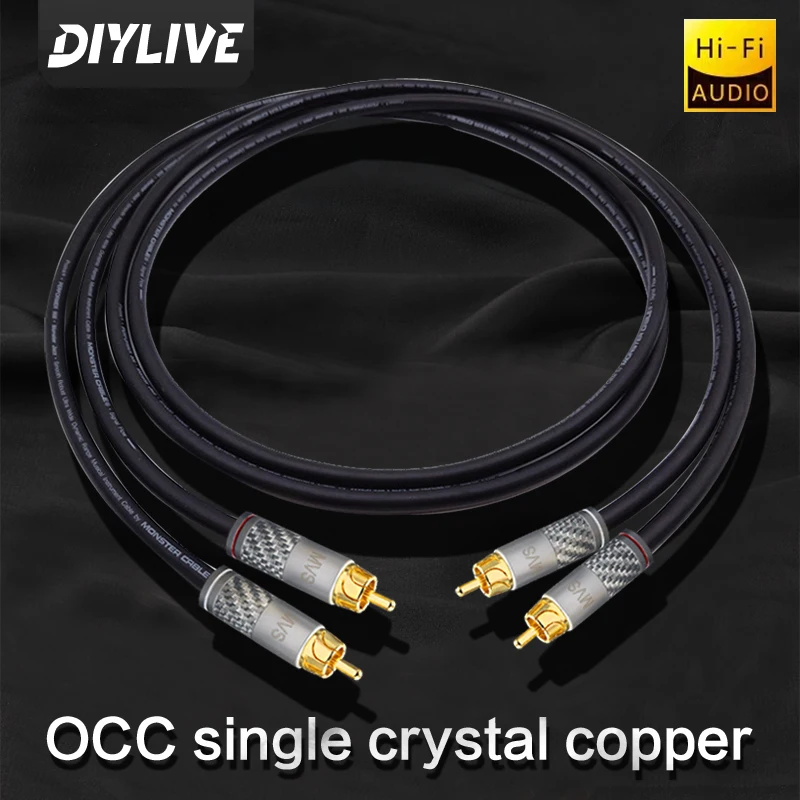 DIYLIVE Pure copper audio cable two core shielded signal cable Fever hifi audio cable Double RCA Lotus cable