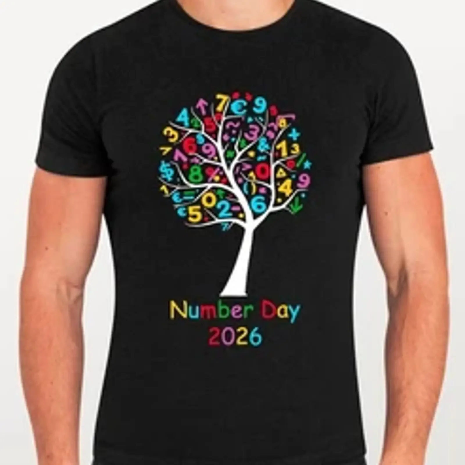 T-shirt Journée des nombres 2026, motif arbre mathématique, événement scolaire caritatif, style vintage, délavé, respirant, pour homme, vêtements décontractés de créateur, unisexe