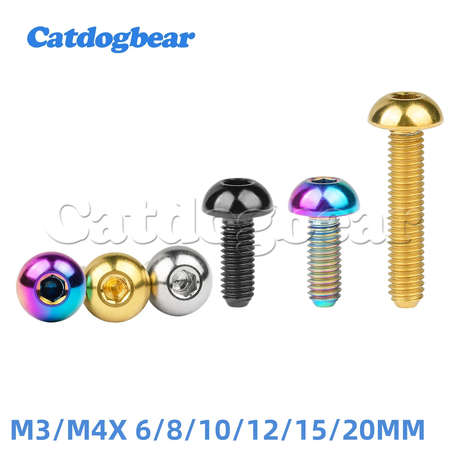 

Catdogbear Titanium M3/M4 Bolt Half Round Head Hex Socket (Allen) Screw For Bicycle 6mm 8mm 10mm 12mm 15mm 20mm