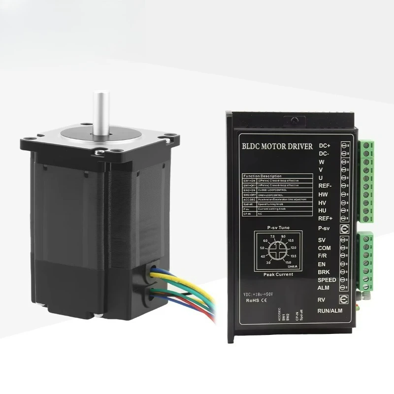 57x57x82mm 3000RPM 3 Phase NEMA 23 DC 24V 125W BLDC Brushless Motor Driver Kit Flange Mount 0.4Nm Torque RoHS CE ISO