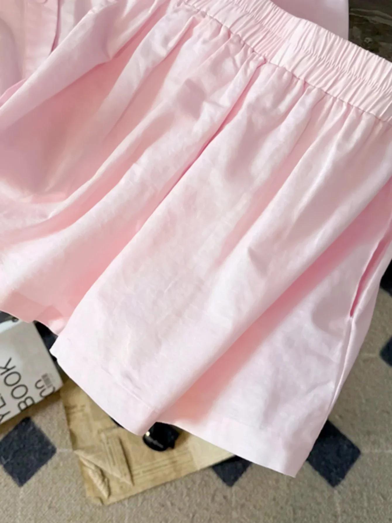 Fashion Long Sleeve Solid Shorts Set for Women Elegant Turn Down Collar Elastic Waist Women Shorts Set Two Piece Set Women Q694