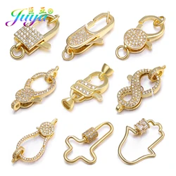 Juya 18K Gold Plated Carabiners Fastener Hooks Lobster Clasp Accessories For DIY Natural Stones Pearls Needlework Jewelry Making