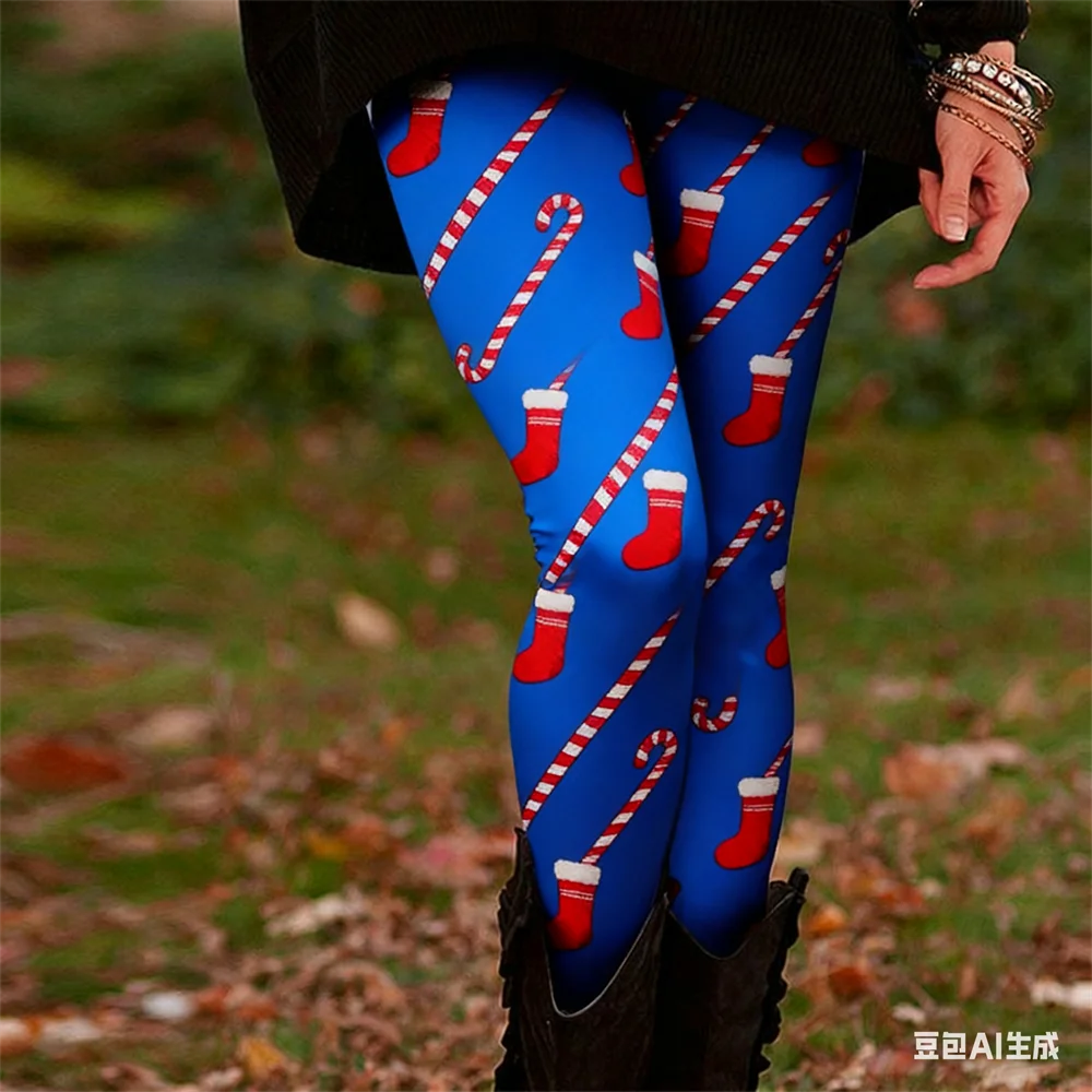 

Рождественские женские леггинсы, новогодние штаны для йоги с принтом, женские брюки с высокой талией, эластичные удобные брюки, женская одежда